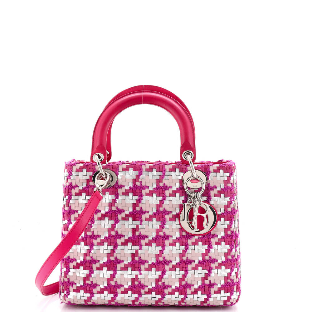 Christian Dior Medium Lady Dior Bag Woven Leather with Tweed